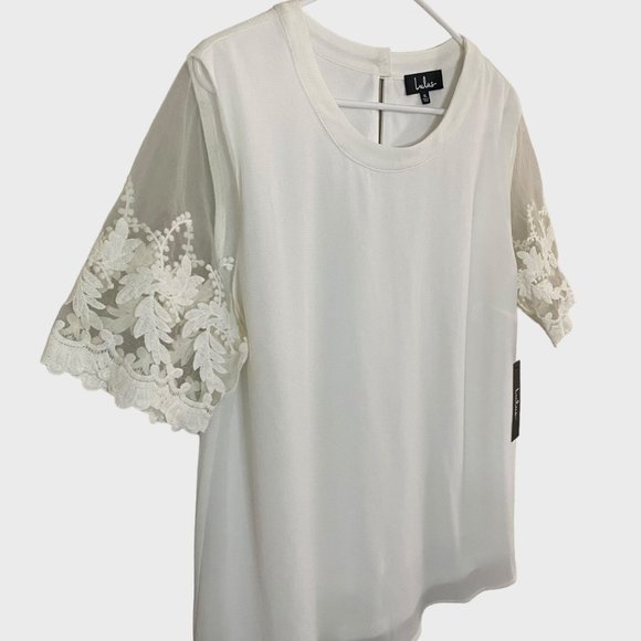 Lulu's Lisa Marie White Embroidered Top Women's Size XL White Lace Crochet New - Picture 4 of 14
